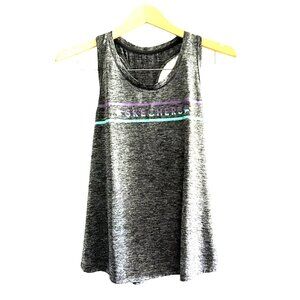 SKECHERS- WOMENS GREY FRONT GRAPHIC TANK TOP SIZE SMALL